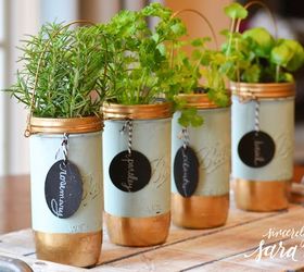 s these herb garden ideas will make you want to start one of your own, Decorative Mason Jar Herb Garden