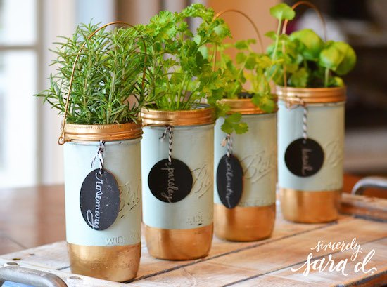 s these herb garden ideas will make you want to start one of your own, Decorative Mason Jar Herb Garden