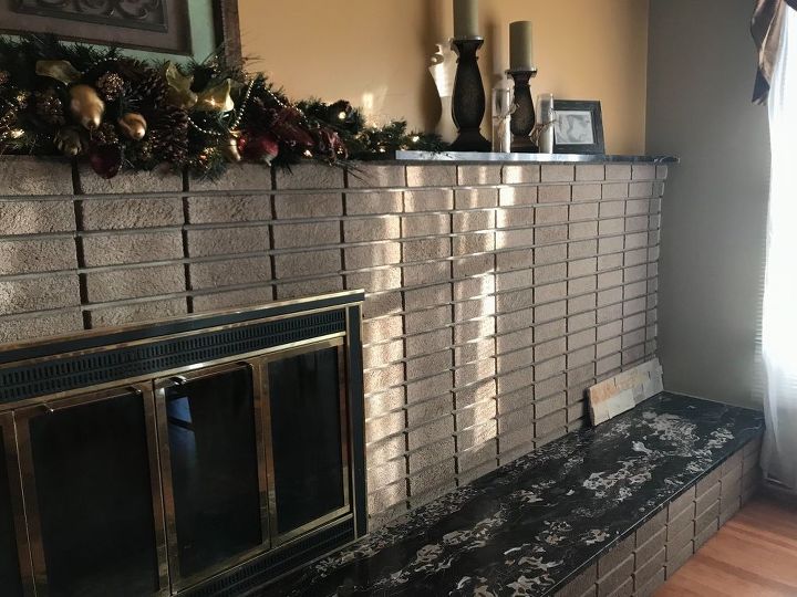 what should i do to update an off centered and outdated fireplace