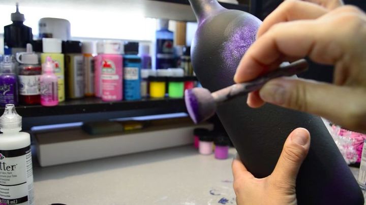 diy galaxy glam wine bottle upcycle