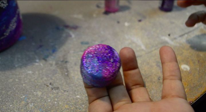 diy galaxy glam wine bottle upcycle