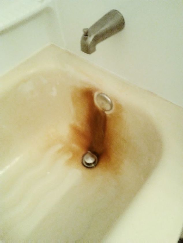 Yellow Hard Water Stains On Tub Hometalk, How To Remove Yellow Stains From Enamel Bathtub