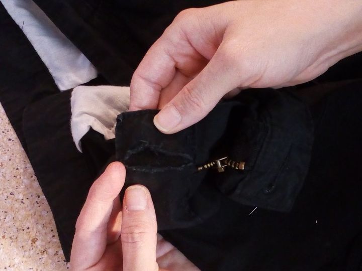 como costurar um rasgo na roupa
