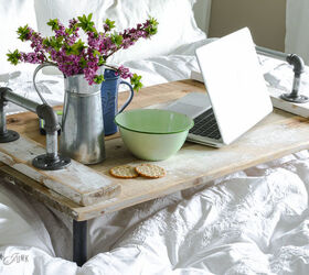 the best industrial style diy ideas for your home using pipes, This Wooden Bed Tray