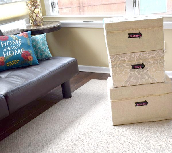 diy fabric covered storage boxes