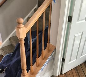 banister makeover with no sanding or stripping, Before