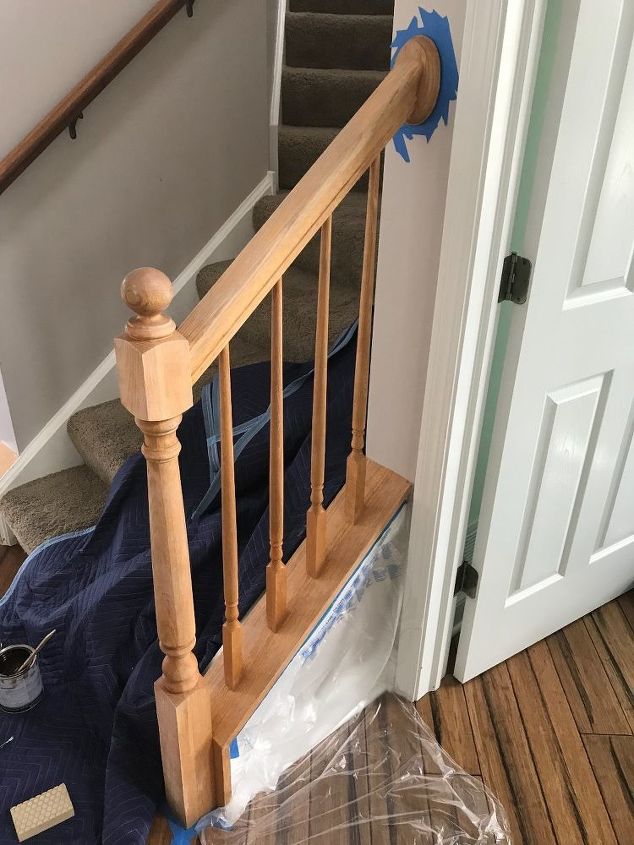 banister makeover with no sanding or stripping, Before