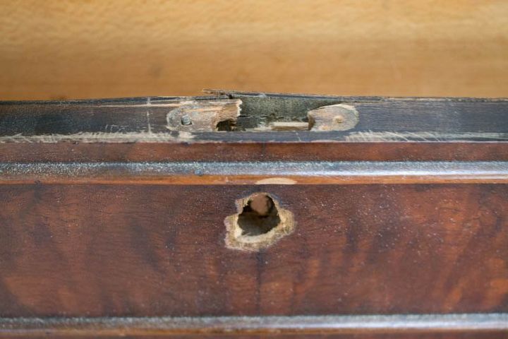 how to fix damaged keyholes large holes in used furniture