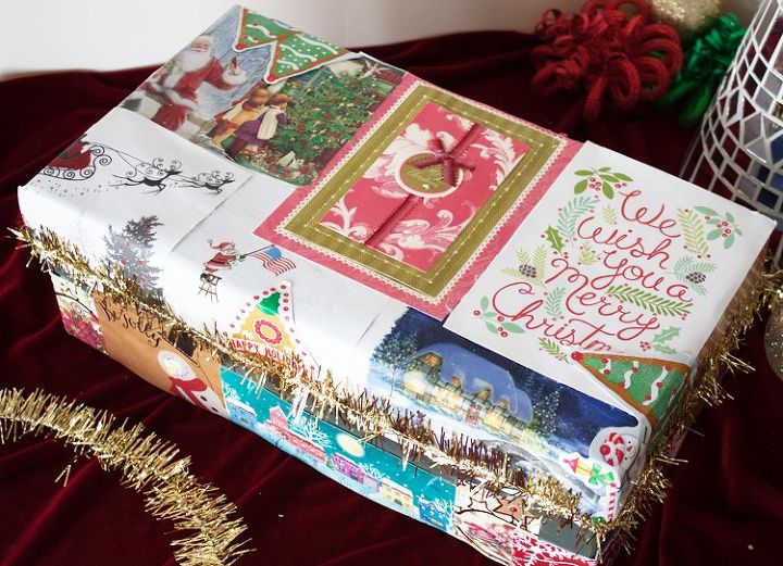 diy caja de zapatos para tarjetas de navidad almacenamiento de navidad