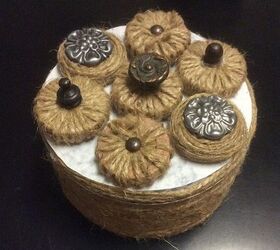 twine turned treasure container, Tin Top Art