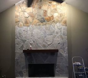 whitewash your stone fireplace for under 20