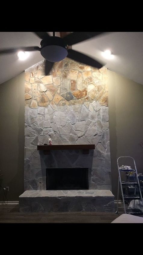 whitewash your stone fireplace for under 20