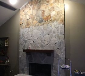 whitewash your stone fireplace for under 20