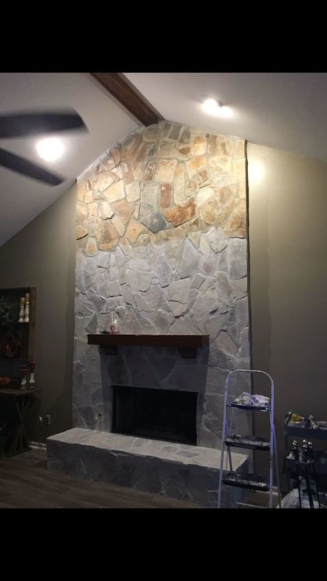 whitewash your stone fireplace for under 20