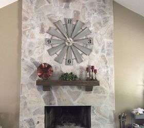 Whitewash Your Stone Fireplace for Under $20
