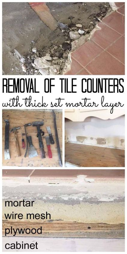 tile removal removing thick set tile counters