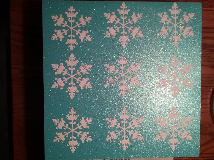 snow shadow box, Cardstock stamped with snow flakes