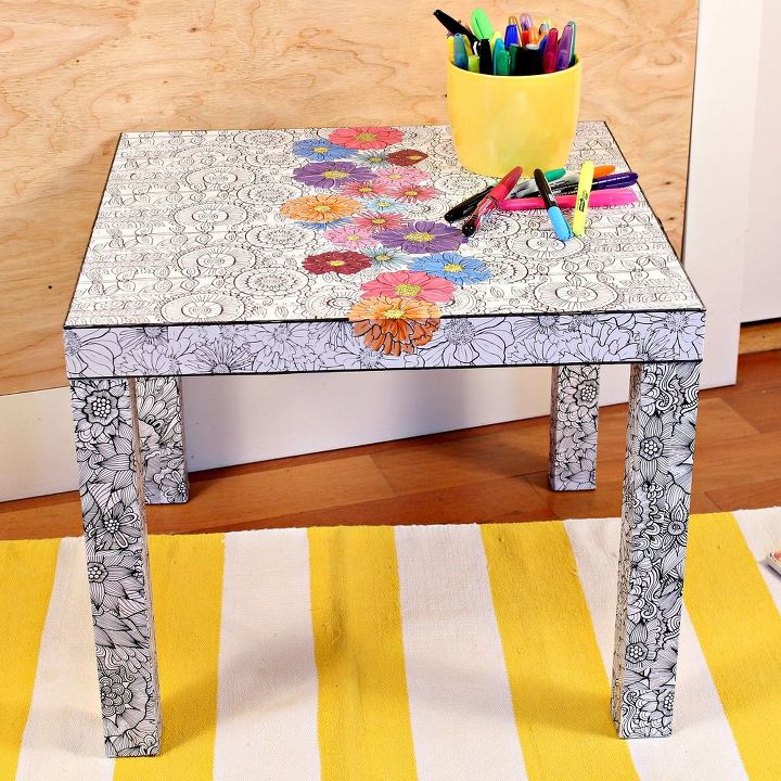 s 25 impressive ways you can update your ikea purchases, Use adult coloring books to cover your table