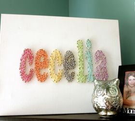 18 string art ideas that you ll want to hang in your home, Rainbow name sign