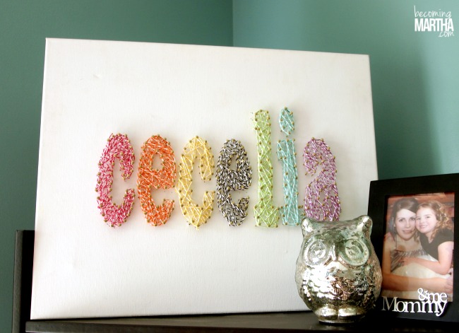 18 string art ideas that you ll want to hang in your home, Rainbow name sign