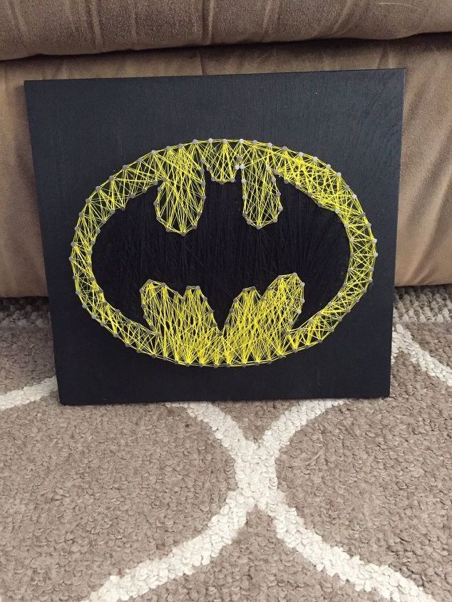 18 string art ideas that you ll want to hang in your home, Fun Batman logo