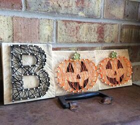 18 string art ideas that you ll want to hang in your home, Halloween pumpkins