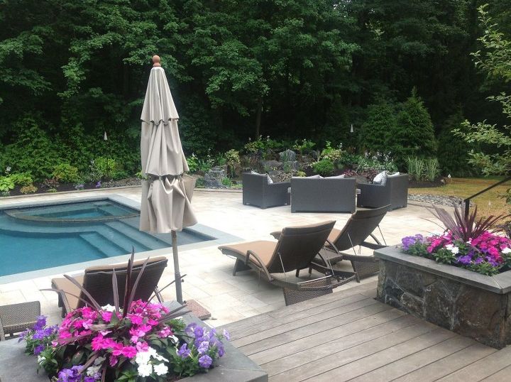 backyard patio and pondless waterfall project in mamaroneck ny