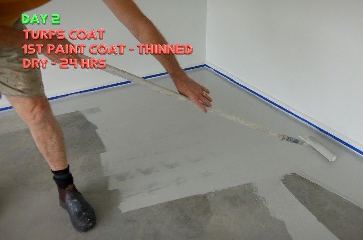 preparar e pintar o concreto piso da garagem pintura de pavimentao, Primeira camada
