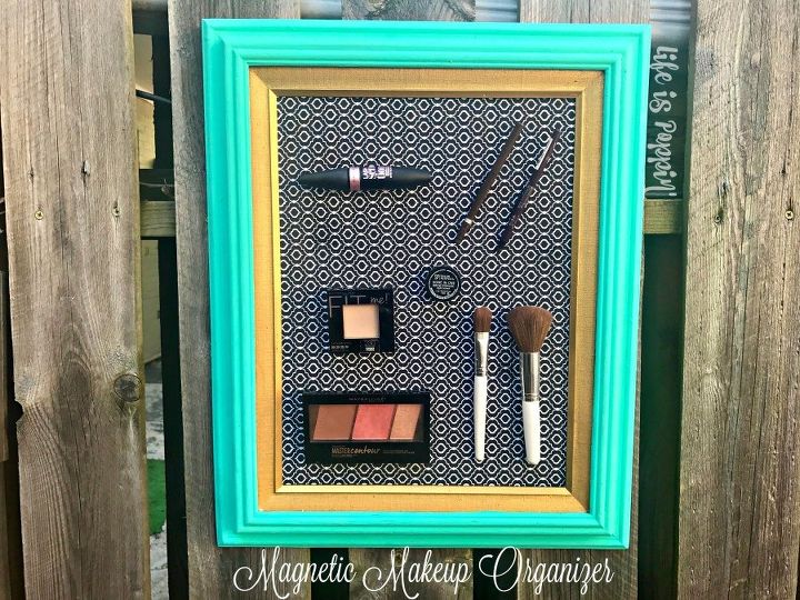 keep your clutter off the countertops with these clever ideas, Use a frame to magnetize your makeup