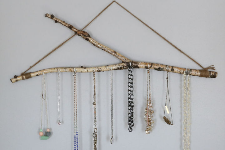 keep your clutter off the countertops with these clever ideas, Hang your jewelry from a beautiful branch