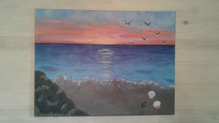 intentando hacer una obra de arte un paisaje marino al amanecer