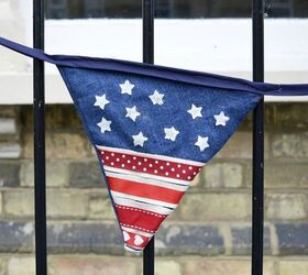 30 ways to use old jeans for brilliant craft ideas, Sew A Line Of Patriotic Bunting