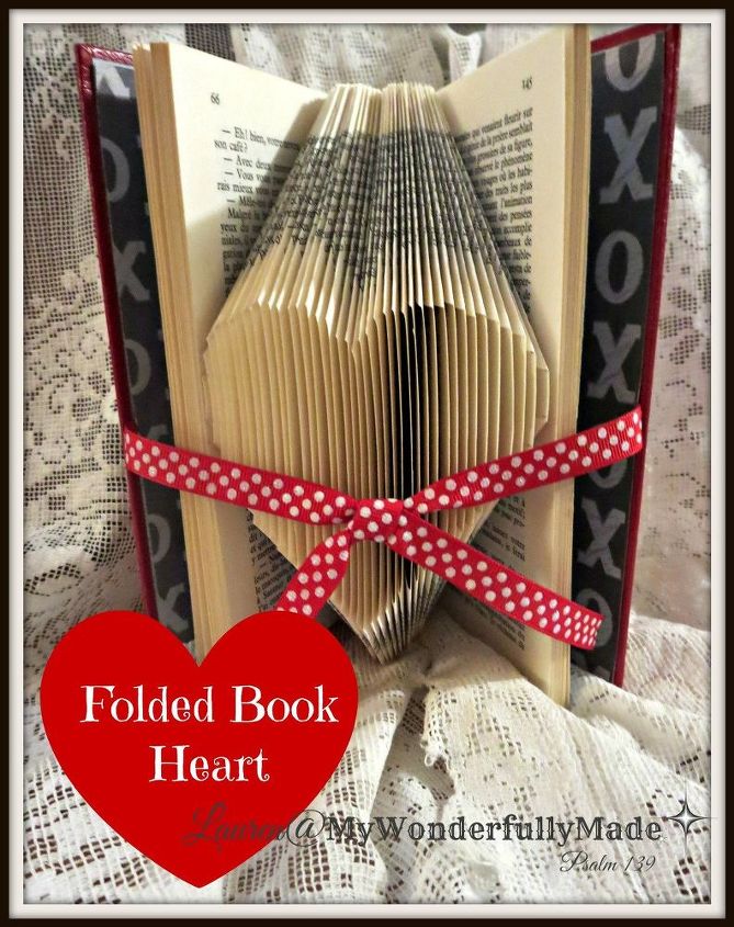 folded book art single heart