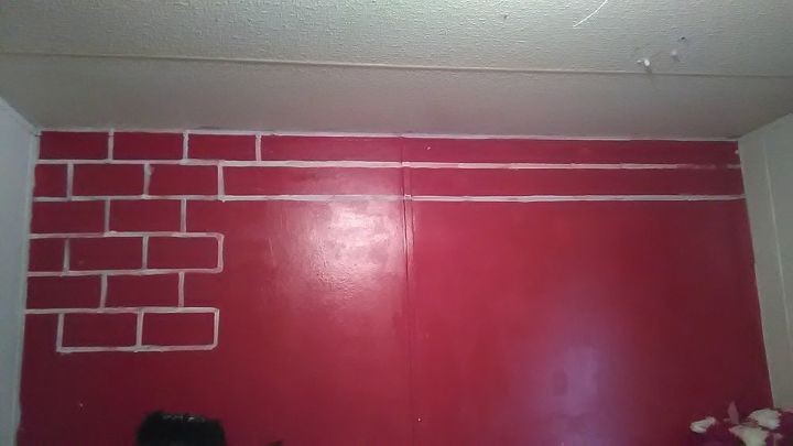 the start of my inspired faux brick wall