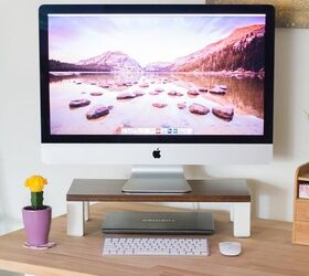s easy diy ideas to add some fun to your office space, Sleek monitor stand