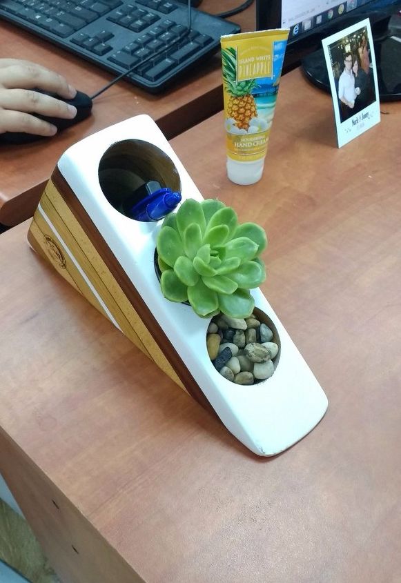 s easy diy ideas to add some fun to your office space, Gorgeous planter from old desk organizer