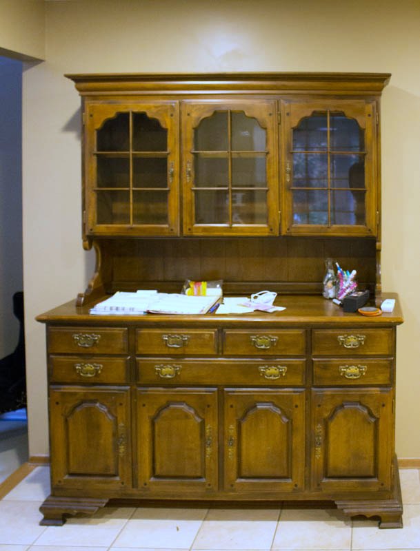 how to modernize an bulky outdated china hutch for storage