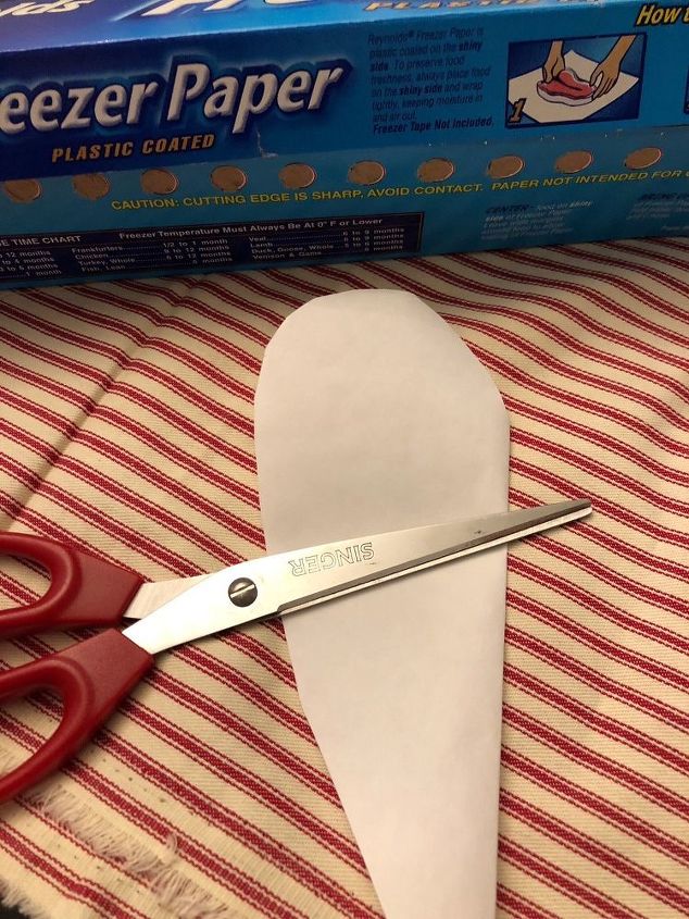 make a shabby chic valentine pillow with a straight pin, Cut a heart pattern from freezer paper