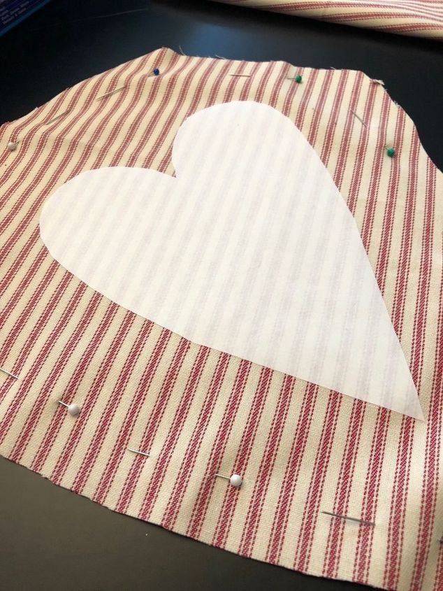 make a shabby chic valentine pillow with a straight pin, Cut out fabric