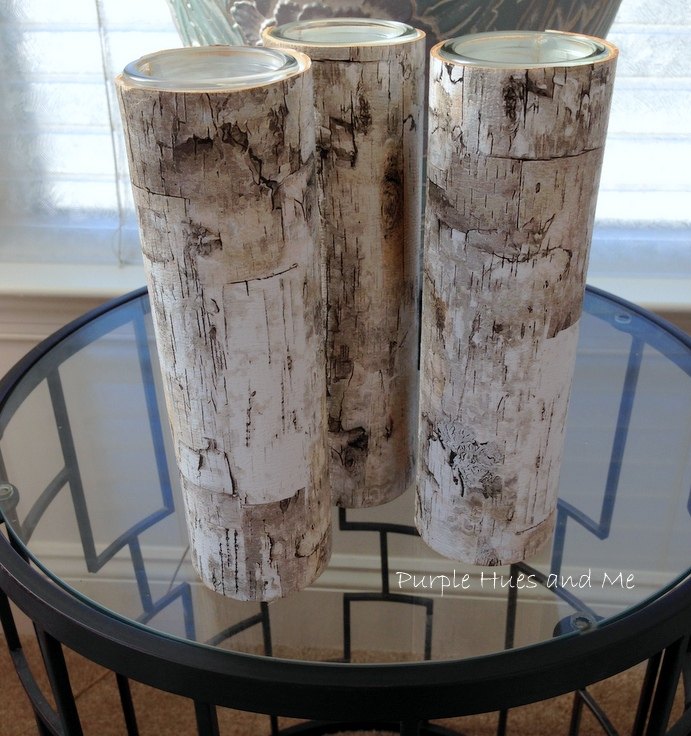 faux birch bark candleholders
