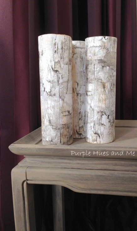faux birch bark candleholders