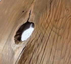 using and tinting auto body filler for wood repair, Missing knot