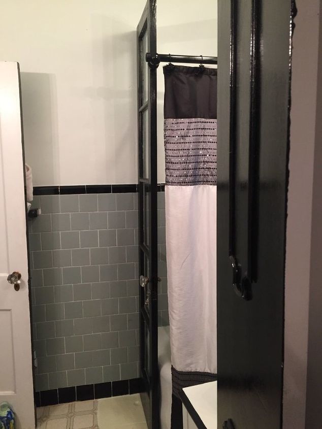 transformar una puerta francesa en una pared de la ducha