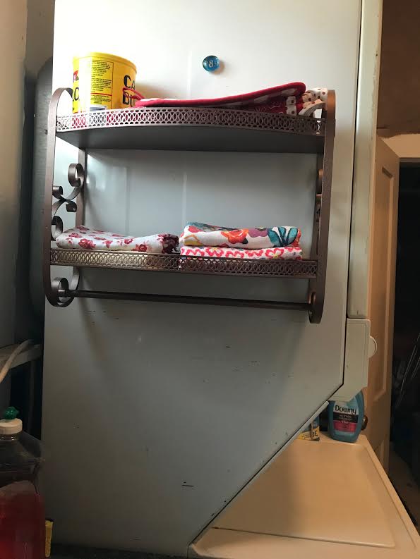 kitchen shelf and towel rack
