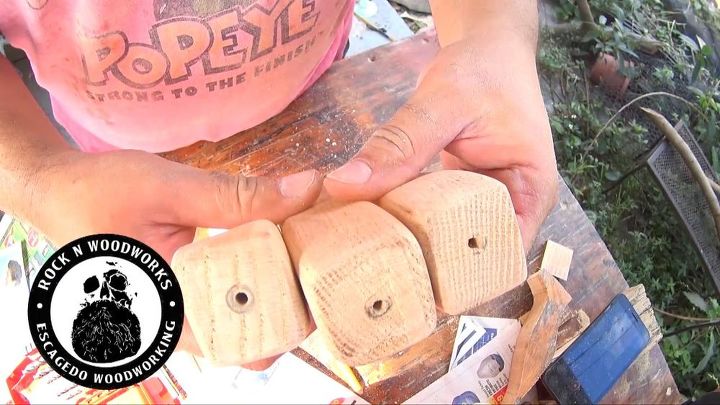a fun diy bottle opener to make, Drilling holes for the nails