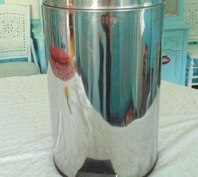 give your garbage can a fun decoupage makeover