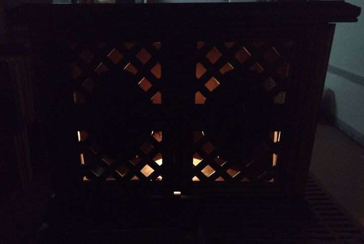 dog kennel made from an old end table