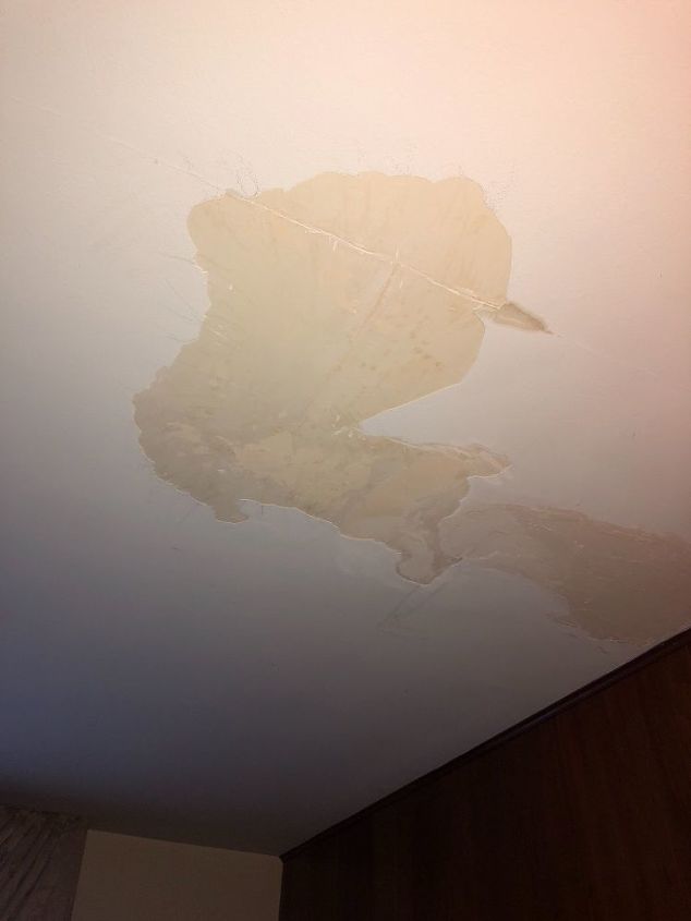 how do i repair the water damaged ceiling above the fireplace than