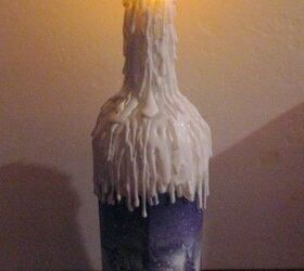 upcycle a wine bottle using hot glue for a decorative look