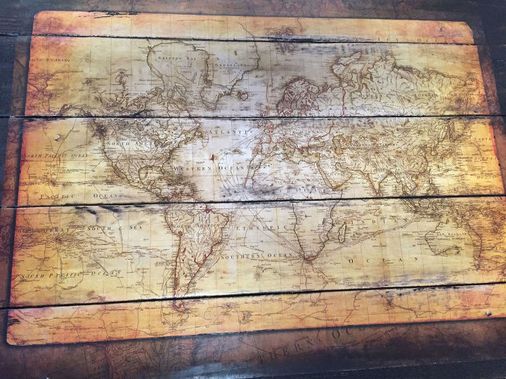 s 25 creative ways you can decorate using maps, Vintage Map Pallet Sign